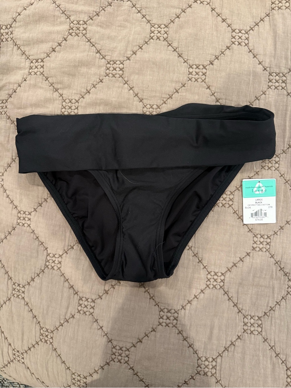 NWT Fold-Over Black Bikini Bottoms - Women's Swim Large